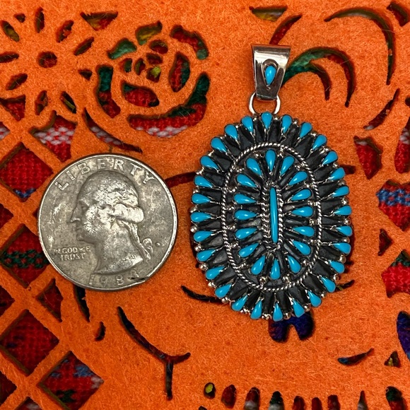 Sleeping Beauty Turquoise Petit Point/Needle Point Pendant - Picture 5 of 6